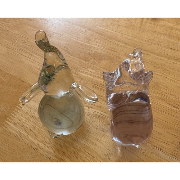 Lead Crystal Elephant Small Figurine Lot of 2 Paperweight Trunk Up - Picture 12 of 12